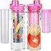 Great Gear Fruit Infuser Water Bottle 25 oz Leak Proof Flip-top Sport Water Bottle BPA-Free Tritan 25 Oz (Pink)