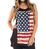 Lkous Women Fashion Sleeveless T-shirt American Flag Printed Camisole Tank Tops