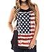 Lkous Women Fashion Sleeveless T-shirt American Flag Printed Camisole Tank Tops