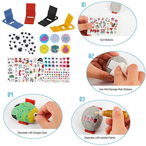 BigOtters Creativity Arts DIY Rock Supplies, 88PCS Rock Painting Kits 2-3 Inches Painting Rock Crafts Mandala Painting Educational Favors for Children Painting Gifts Family Activity Birthday Present