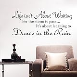 Clearance! Auwer Wall Sticker Life Isnt About Waiting for The Storm to Pass Its Learning to Dance in The Rain Vinyl Wall Decal Inspirational Quotes (Black)