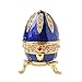 Apropos Hand-Painted Mini Faberge Egg with Rich Enamel and Sparkling Rhinestones Jewelry Trinket Box (Blue)