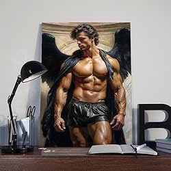 HMLZSJ Nude Muscle Male Torso Portrait Art Gay