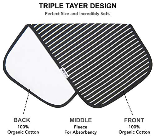 TheAZBaby Baby Burp Cloths for Boys and Girls 4 Pack, Large 21"x10", Triple Layer, 100% Organic Cotton, Thick, Soft and Premium Absorbent Towels, Burping Rags for Newborns Gift Set