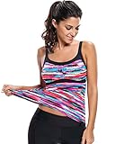 REKITA Women Gorgeous Stripes Print Tankini Swim Top No Bottom