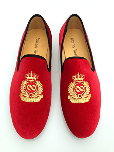 Men s Vintage Velvet Embroidery Noble Loafer Men Shoes Slip-on Loafer Smoking Slipper US 8