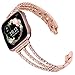 Surace Compatible with Fitbit Versa Bands Women Bracelet Metal Strap Wristband with Diamond Replacement for Fitbit Versa Band Compatible for Fitbit Versa 2 Bands Versa Lite Band Smart Watch, Rose Gold