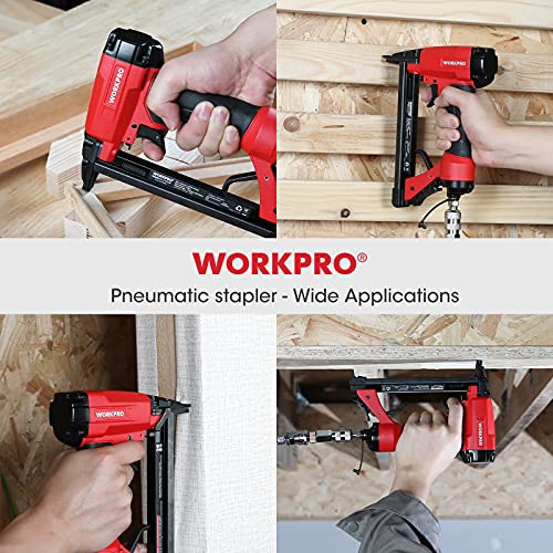 WORKPRO Pneumatic 20 Gauge Staple Gun, T50 Upholstery Stapler with