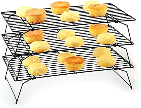 Stackable 3-Tier Cooling Rack Grid, Black