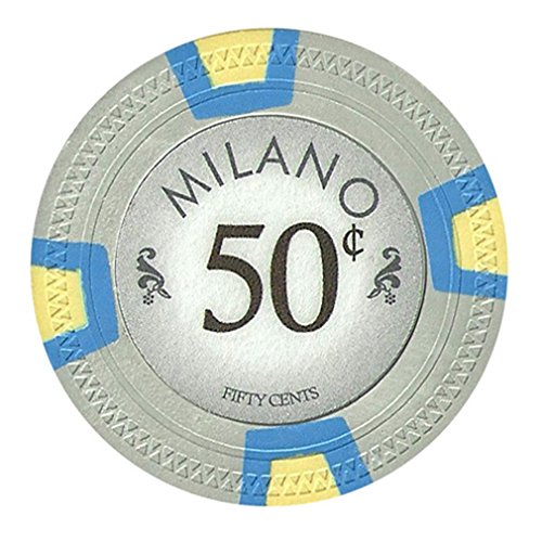 Claysmith Gaming 50 Cent Clay Composite 10 Gram Milano Poker Chips - Sleeve of 25