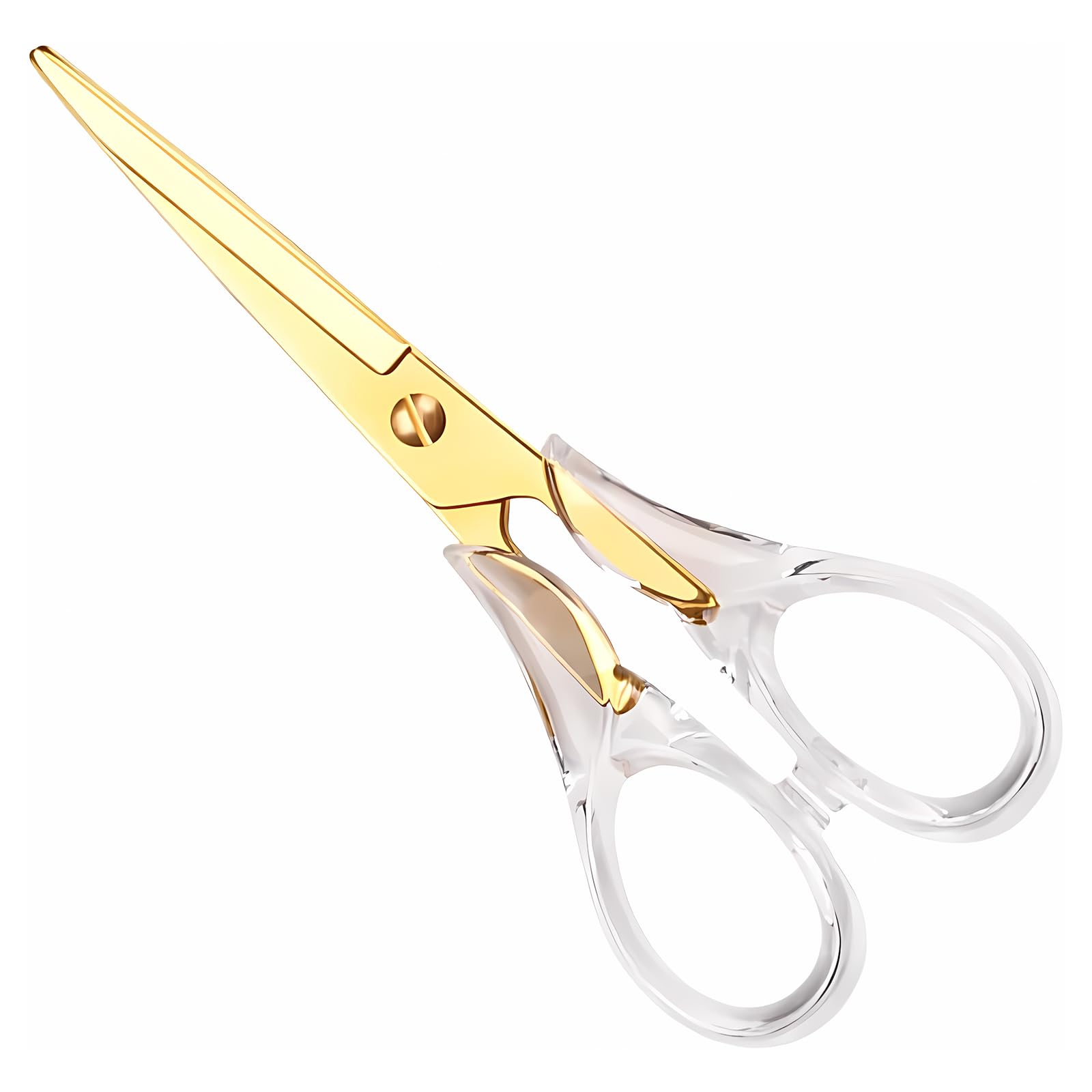 Creechwa Gold Scissors, Stainless Steel Blade with Acrylic Handle, All Purpose Scissor for Office, School, Home, Fabric Shears, Tijeras (6.3" Gold)