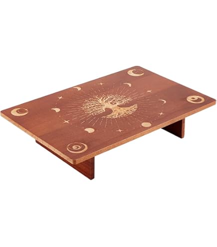 Mua Altar Table, Meditation Table, Small Altar Table, Wooden Witch Altar Wiccan Alter Table Buddhist Shrine Engraved Moon Phase And The Tree Of Life On Table Top 12 8 Inches B0bcj8mjwy