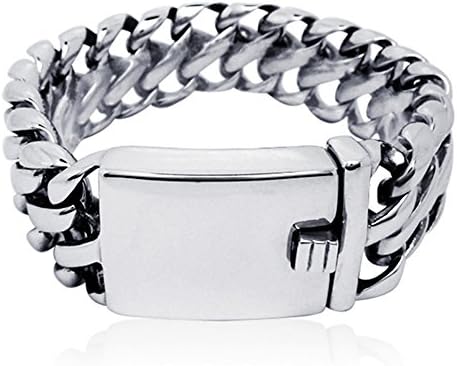 Jade Angel Men's Titanium Stainless Steel Wide Link Chain Bracelet