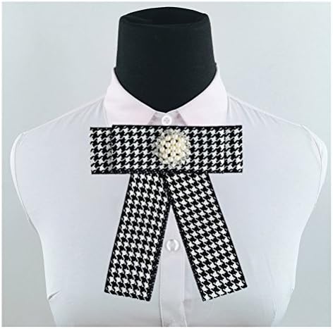 Satin Ribbon Bowknot Brooch Pin Necktie Pre Tied Neck Tie Wedding Party Bow Tie (Black-3)