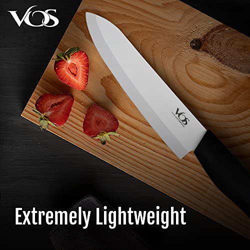 Vos Ceramic Knives with Block Holder 4 Piece Knife Set Chef Knife