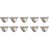 10Pcs Friendship Heart Charm Necklaces,Metal Love Buckle Pendant Heart Shape Necklace Clasp Closures Bracelet Extender Jewelry Clasps