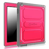 Fintie iPad 2/3/4 Case - CaseBot Tuatara Series Rugged Unibody Dual Layer Hybrid Full Protective Cover with Built-in Screen Protector and Impact Resistant Bumper for iPad 4, iPad 3 & iPad 2, Magenta