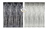 Black Silver Foil Fringe Door & Window Curtain Party Decoration 3' X 8' (36