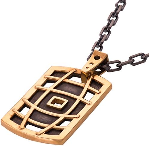 Solid 18K White Gold and Black Silver Dog Tag Pendant For Men Halo Pave Necklace Black Two Tone Military Steampunk Chain