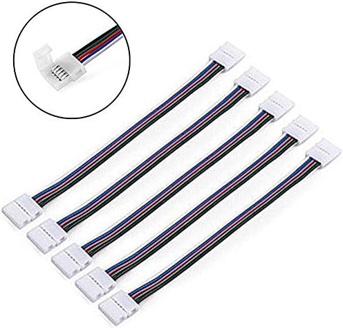 Erfula 5-pin RGB LED Strip Extension Cable, LED Strips Connectors Kits with 5 Strip Jumpers,L-Shape Connecters for RGBW Flexible RGB LED Strip Light