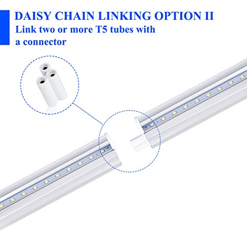 Brillihood T5 Integrated LED Single Light Fixture, 2200lm, 6000K (Bright White) Clear Cover, 20W Utility Shop Light, Kitchen, Ceiling and Under Cabinet Light Tube, US Plug with ON/OFF Switch (10-Pack) - Thumbnail 2