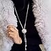 Zealmer Women Long Rhinestone Snowflake Pendant Necklace Silver