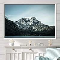 Framed Canvas Wall Art Calming Waters Aerial Cool Lake Landscape Multicolor Photography Realism Relax/Calm - 16x24 inches