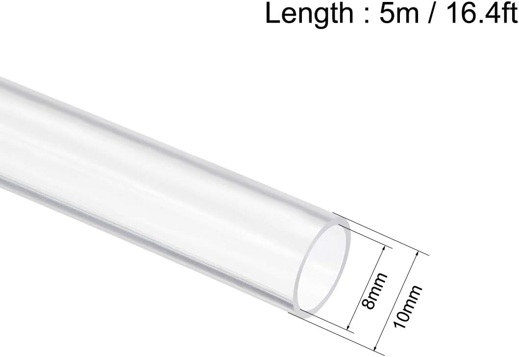 sourcing map Silicone Tubing 8mm ID x 10mm OD 5m Flexible Silicone Rubber Tube Air Hose Water Pipe for Pump Transfer Clear - Image 3