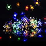 GIGALUMI 2 Pack Solar Strings Lights, Christmas Lights 23 Feet 50 LED Flower Solar Fairy Lights, Garden Lights for Outdoor, Home, Lawn, Wedding, Patio, Party and Holiday Decorations- Multi Color