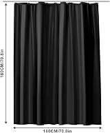 URAQT Shower Curtain PEVA 180x180cm Anti Mould Black 12 Hooks view 2
