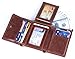 Trifold Leather Wallets for Men – 2 ID Windows Credit Card Holders RFID & Elegant Gift Box (Dark brown)