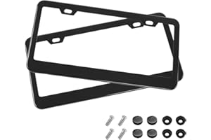 Car License Plate Frame, 2 PCS Black Matte Stainless Steel License Plate Cover, Durable Rustproof Universal for Cars, SUVs, V