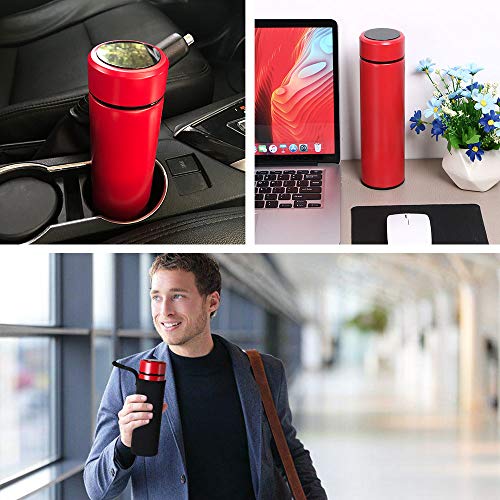 Flintronic Thermosflasche, 500 ML Wasserflasche Vakuum Isolierbecher 304 Edelstahl, LCD-Touchscreen-Temperaturanzeige, Smart Becher Dichtflasche Ideal für Hitze und Kälte – Bild 8