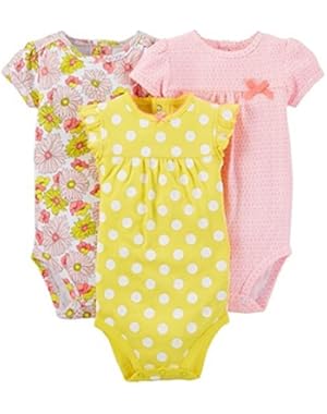 Just One You Baby Girls' 3-Pack Bodysuit Set- Pink/Yellow