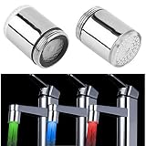 3 Color LED Light Changing Glow Temperature Sensor Shower Stream Water Faucet Tap for Kitchen Bathro om (23.5mm/0.925in)