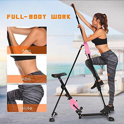 Meflying Vertical Climber, Climbing Machine - Full Total Body Workout Fitness Folding Cardio Climber Exercise Machine [US Stock] (Pink) - Thumbnail 2