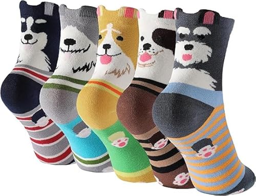 Suphigher 5 Pairs Womens Socks - Cute Animal Ladies Sock, Cosy Funny Dog Sock, Winter Socks for Women