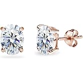 Sterling Silver 7x5mm Oval Solitaire Stud Earrings Made with AAA Zirconia