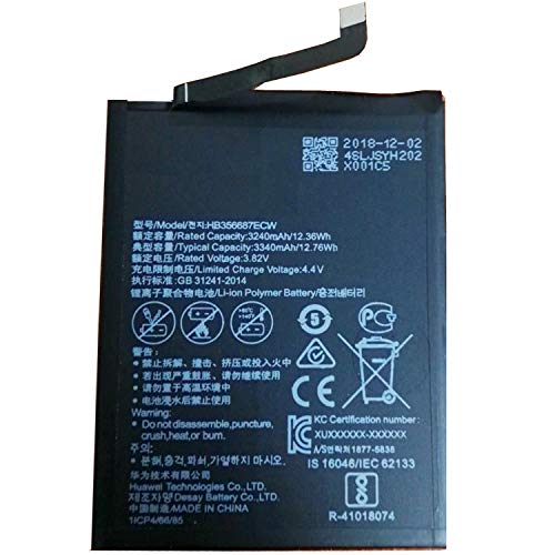 New Battery Replacement Compatible for Nova 2 Plus BAC-TL00 BAC-AL00 BAC-L03 L23 HB356687ECW 3340mAh + Free Tools