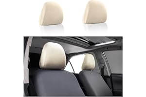AUCELI 2PCS Car Headrest Covers, Soft Dust-Proof Anti-Scratch Breathable Automotive Headrest Protector Replacement, Vehicle Interior Decoration Universal for Most SUV, Truck, RV and More（Beige）