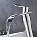 Senlesen Waterfall Spout Single Handle Bathroom Sink Vessel Faucet Mixer Tap Lavatory Faucets Tall Body Brushed Nickel