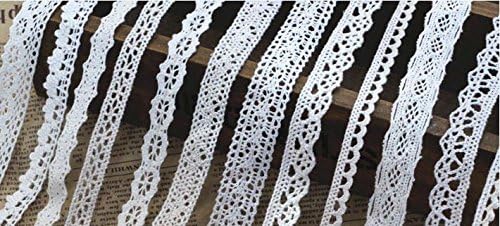 SimpleLife 20 Yards of Assorted Lace Ribbon Lace Trim Lace Crochet Ribbon Lace Embellishment Wedding Lace, Ivory, 10 Designs