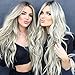 Dream Soul Ombre Blonde Long Curly Wavy Wig 28 Inch Middle Part Wigs for White Women 2 Tone Blonde Wig Full Curly Cosplay Wigs