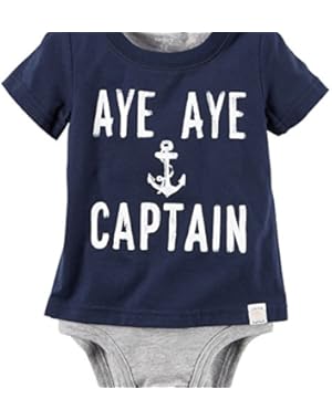 Boy S/S “Aye Aye Captain” Layered Bodysuit (Navy) (6M)