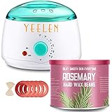 Yeelen Wax Warmer Hair Removal Waxing Kit Wax Melts with 3 Hard Wax Beans(21.16oz) and 10 Wax Applicator Sticks for All Body, Face, Bikini Area, Legs At Home Waxing