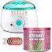 【Rosemary Essential Oil】Yeelen Wax Warmer Hair Removal Waxing Kit with 10.58oz Essential Oil Hard Wax Beans, 10 Wax Applicator Spatulas and 5 Wax Collars for Body, Face, Legs, Bikini Area