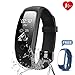 Fitness Tracker, Ronten R7 Plus Activity Tracker With Heart Rate Monitor, Waterproof Fitness Watch, Wireless Bluetooth Smart Bracelet with Replacement Strap for Android & IOS (Black+Blue(strap))