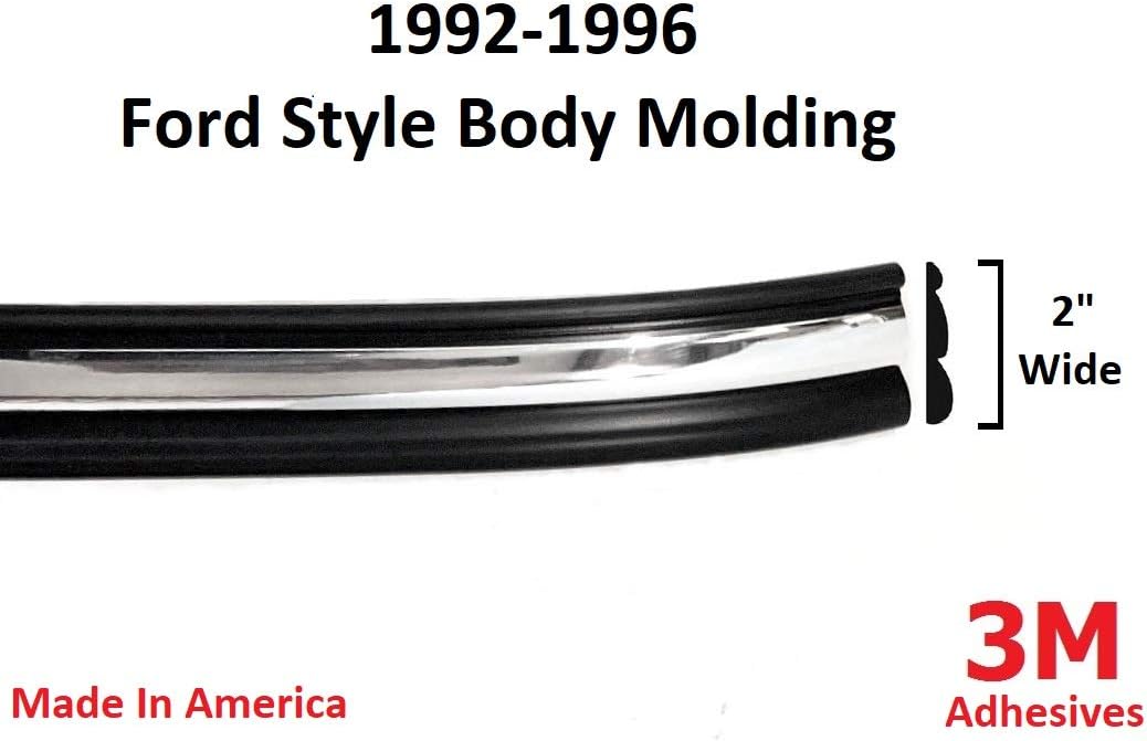 Automotive Authority LLC 1992-1996 Ford Black Chrome Side Body Trim Molding Rocker Panel Pickup Truck F150, F250, F350, Bronco - 2" Wide (Half Roll - 12 ft): Automotive