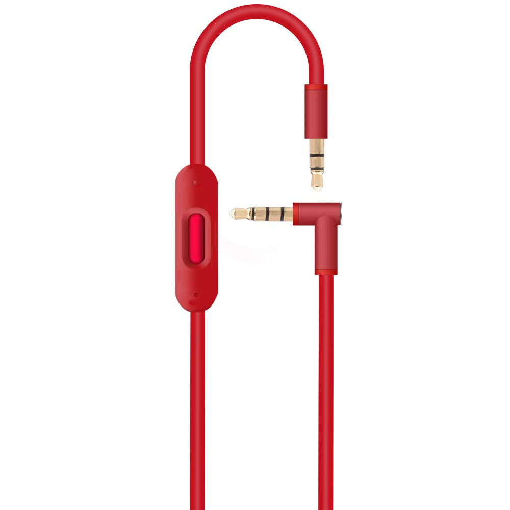 Replacement Inline Remote Mic Extension Audio Cable Cord for Monster Beats by Dr Dre Solo Solo HD Studio Wireless Pro Detox Mixr Executive Pill Headphones (Red)