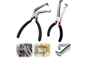 KAMOJI Electrical Disconnect Pliers for Cars, Electrical Connector Pliers for Cars, Automotive Hose Disconnect Tools for Push Tab Style Plugs, Fuel Line Petrol Clip Pipe Pliers (Straight+60°)